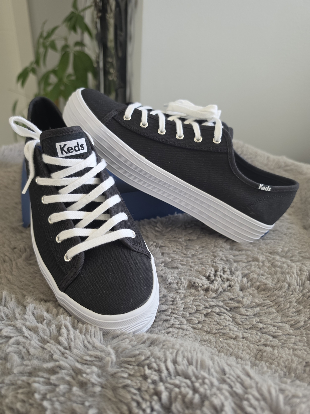 Keds Black Canvas Triple Kick Platform Sneakers -New